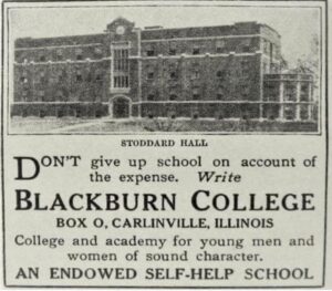 Blackburn College 1925 newspaper ad